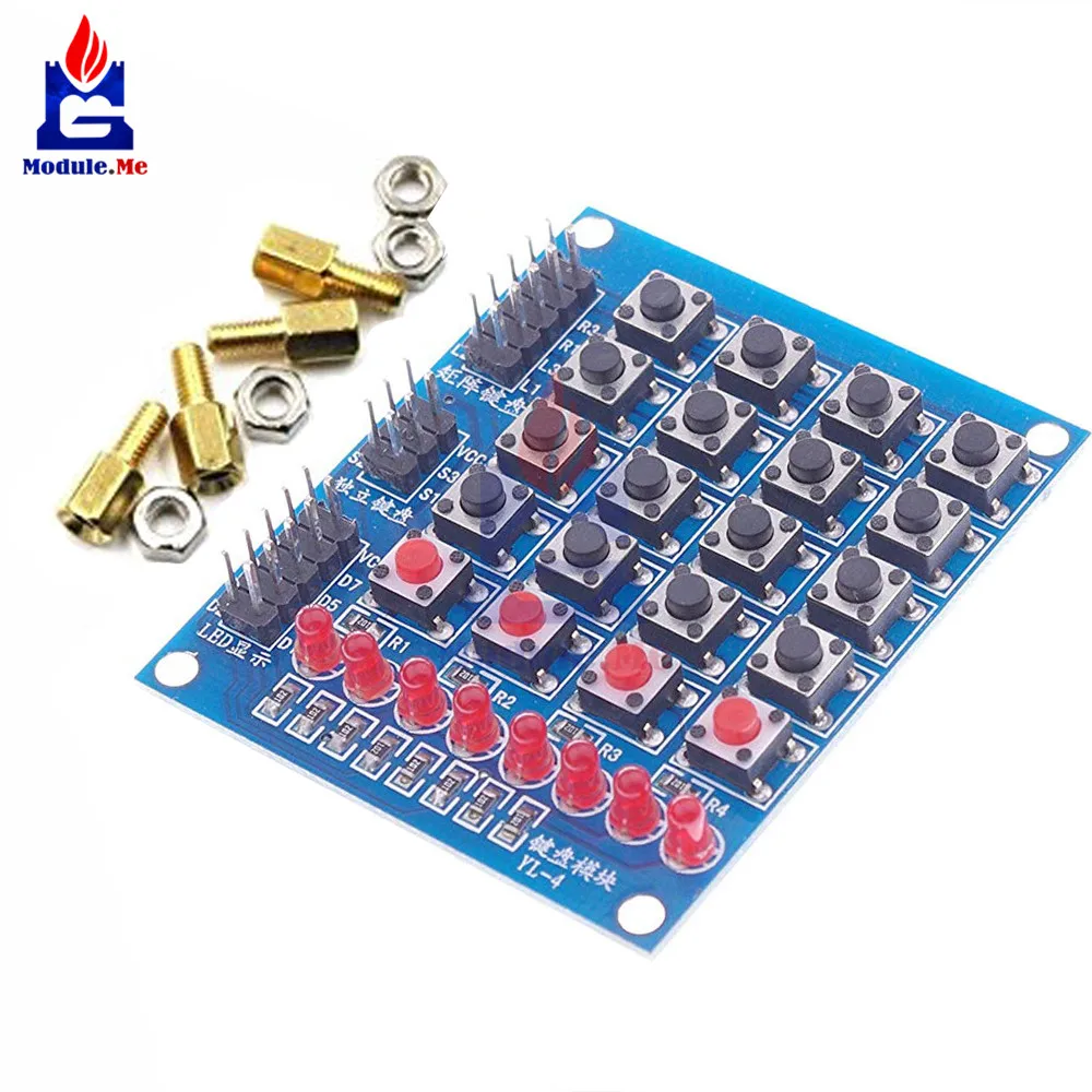 4 * 4 Matrix Keyboard Button With Marquee for Arduino Electronic Blocks Smart Car with 8 LED 4 Buttons
4 * 4 Matrix Keyboard Button With Marquee for Arduino Electronic Blocks Smart Car with 8 LED 4 Buttons