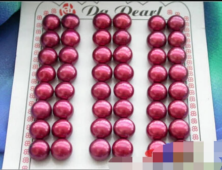 hot sell new - free shipping 00393 24pair PURPLE ROUND FW PEARL EARRING