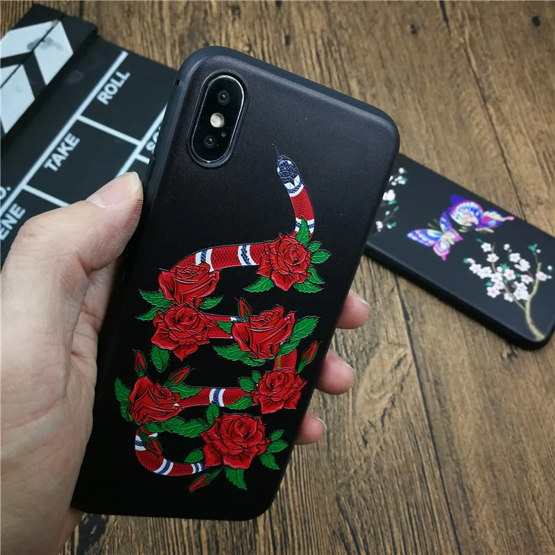 Luxury brand snake soft phone cover case for iphone X XS MAX XR 8 7 6 6s plus matte silicone cases relief flower coque fundas
Luxury brand snake soft phone cover case for iphone X XS MAX XR 8 7 6 6s plus matte silicone cases relief flower coque fundas