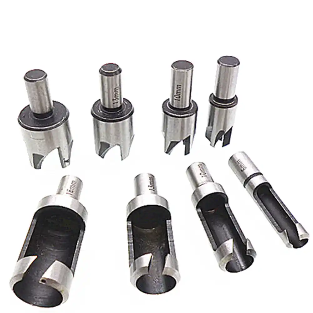 4pcs WOOD PLUG HOLE CUTTER DOWEL MAKER CUTTING TOOLS SHANK DRILL BITS KIT