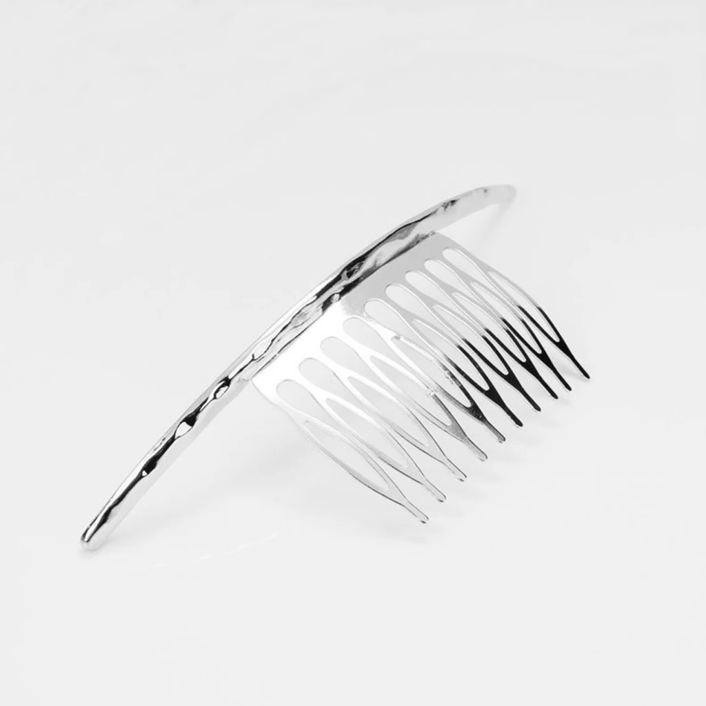Long Bent-Shape Hair Side Comb Pin Clip Women's Hair Styling Accessory Silver High Quality alloy