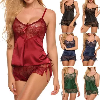 2pcs Sexy Women Ladies Satin Lace Sleepwear Babydolls Nightdress Pajamas Set Female Deep V Neck Lace Up Summer Nightwear
2pcs Sexy Women Ladies Satin Lace Sleepwear Babydolls Nightdress Pajamas Set Female Deep V Neck Lace Up Summer Nightwear