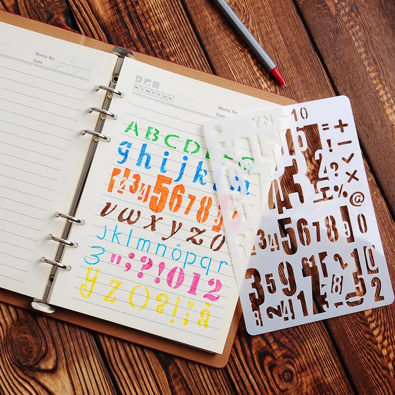 12PCS/set Letter and Number Stencils Alphabet Stencil for A5 Bullet Journal Supplies Scrapbooking Painting Drawing Craft
12PCS/set Letter and Number Stencils Alphabet Stencil for A5 Bullet Journal Supplies Scrapbooking Painting Drawing Craft