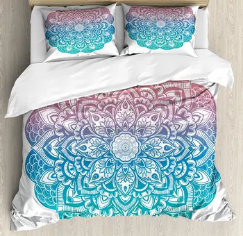 Yoga Duvet Cover Set Boho Gypsy Mandala in Pastel Colors Mystic Floral Meditation Symbol Bedding Set Dried Rose Blue Turquoise
Yoga Duvet Cover Set Boho Gypsy Mandala in Pastel Colors Mystic Floral Meditation Symbol Bedding Set Dried Rose Blue Turquoise