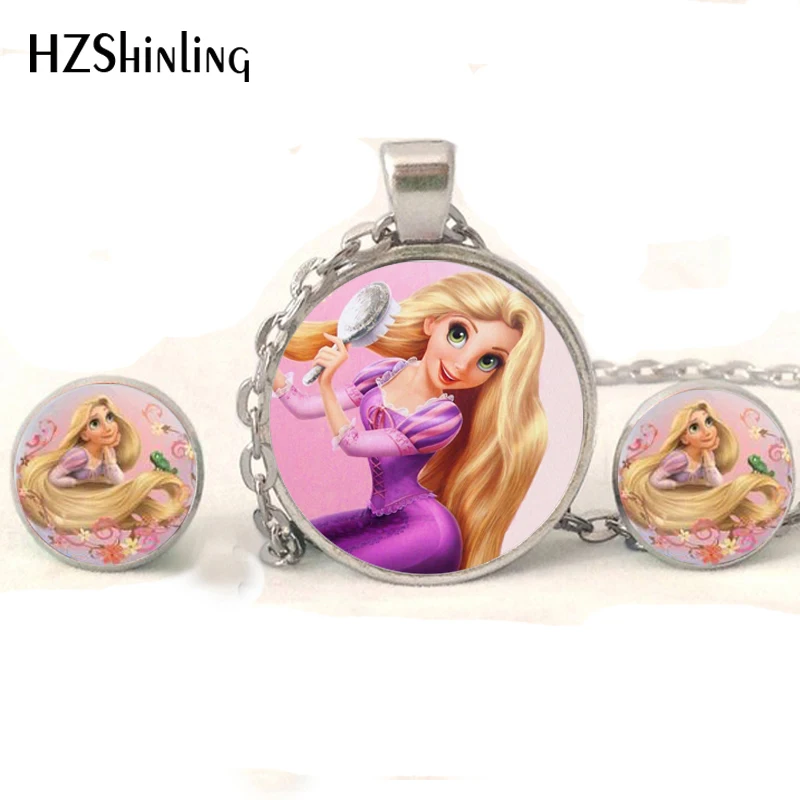 NR-007 New Fashion Rapunzel Jewelry Set Beautiful Rapunzel princess Glass Cabochon Necklace with Round Stud earrings for girls
NR-007 New Fashion Rapunzel Jewelry Set Beautiful Rapunzel princess Glass Cabochon Necklace with Round Stud earrings for girls