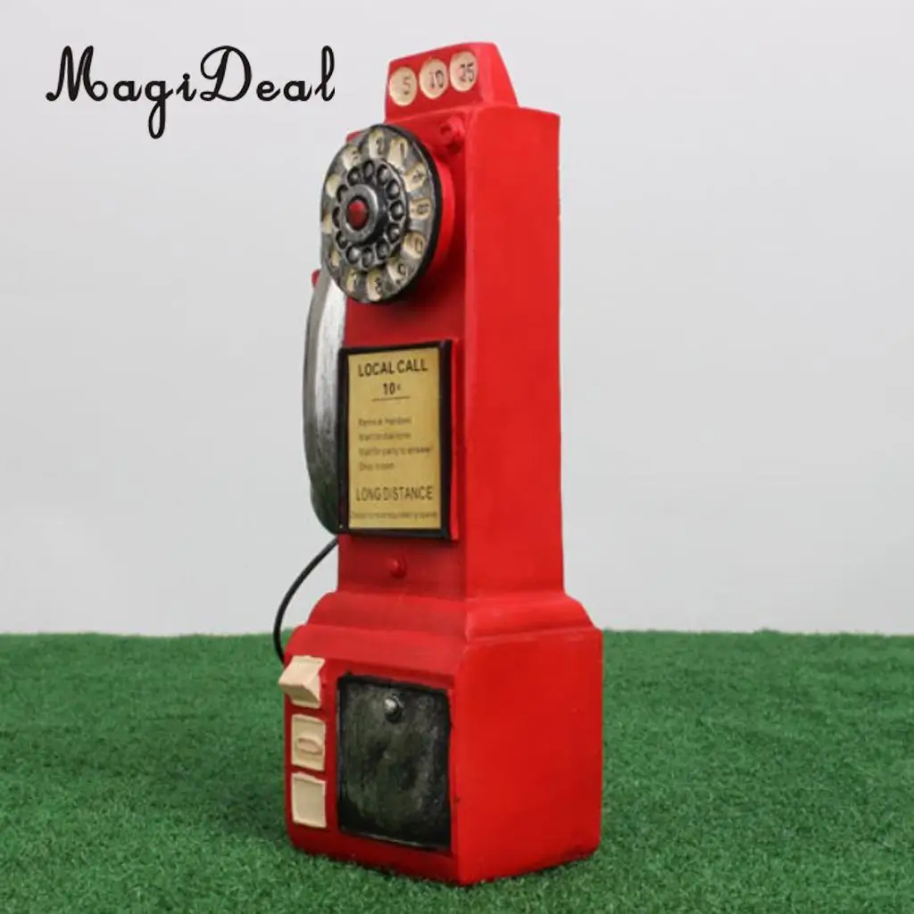 Vintage Rotary Phone Piggy Bank Home Office Desk Display Resin Crafts Tabletop Centerpieces Collectible Figurines Ornaments Gift