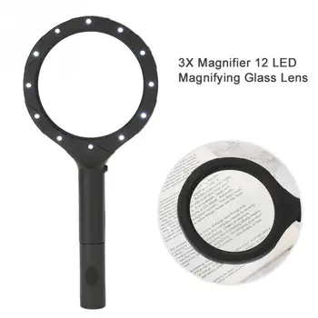 3X Magnifier Handheld Illuminated 12 LED Magnifying Glass Lens Book Page Reading Magnifier Makeup Tool Kit
3X Magnifier Handheld Illuminated 12 LED Magnifying Glass Lens Book Page Reading Magnifier Makeup Tool Kit
