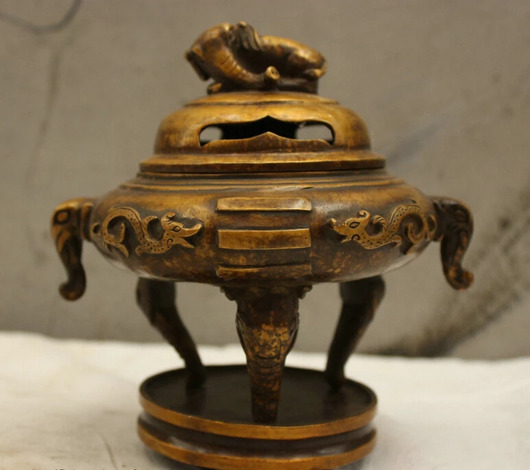 China Culture Pure Handmade Bronze FengShui Lucky Elephant Incense burner Statue
China Culture Pure Handmade Bronze FengShui Lucky Elephant Incense burner Statue