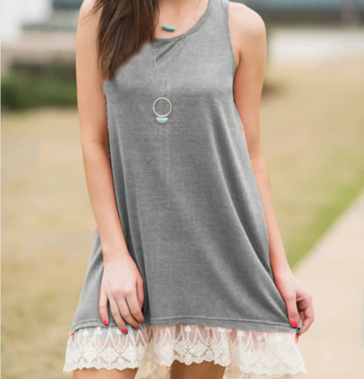 Grey O Neck Sleeveless Casual Straight Dress