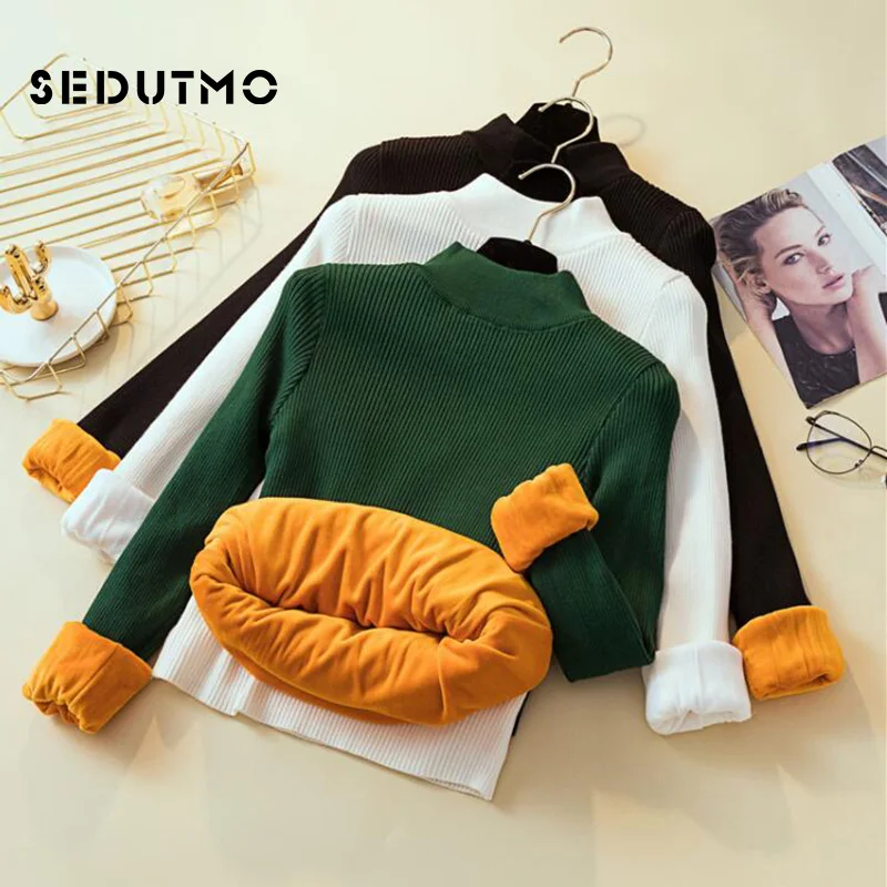 SEDUTMO Winter Velvet Sweater Women Turtleneck Pullovers Warm Knitted Jumper Slim Thick Sweater Long Sleeve Stretch Top ED577
SEDUTMO Winter Velvet Sweater Women Turtleneck Pullovers Warm Knitted Jumper Slim Thick Sweater Long Sleeve Stretch Top ED577