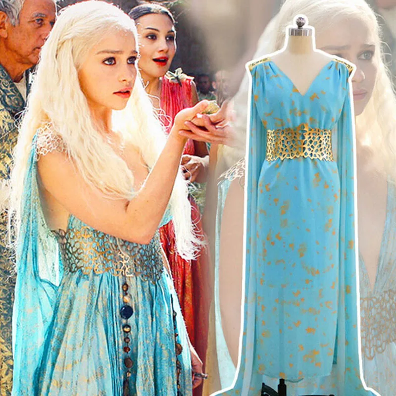 Game of Thrones Daenerys Targaryen Costume Blue Cosplay Dress Fantasia Dragon Wig Halloween Costumes for Women Dress Plus Size
Game of Thrones Daenerys Targaryen Costume Blue Cosplay Dress Fantasia Dragon Wig Halloween Costumes for Women Dress Plus Size