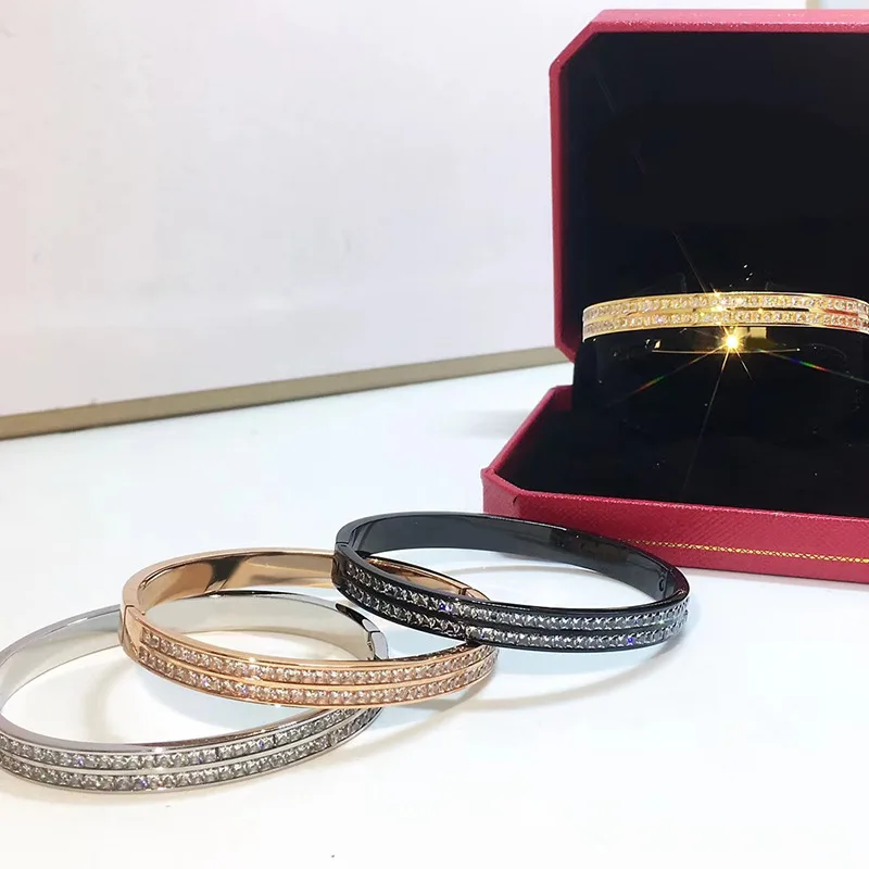 New Arrival Double Row Rhinestone Women Crystal Bangle Titanium Steel Brand Women Banquet Bracelet &Bangle Jewelry Drop Shipping
New Arrival Double Row Rhinestone Women Crystal Bangle Titanium Steel Brand Women Banquet Bracelet &Bangle Jewelry Drop Shipping