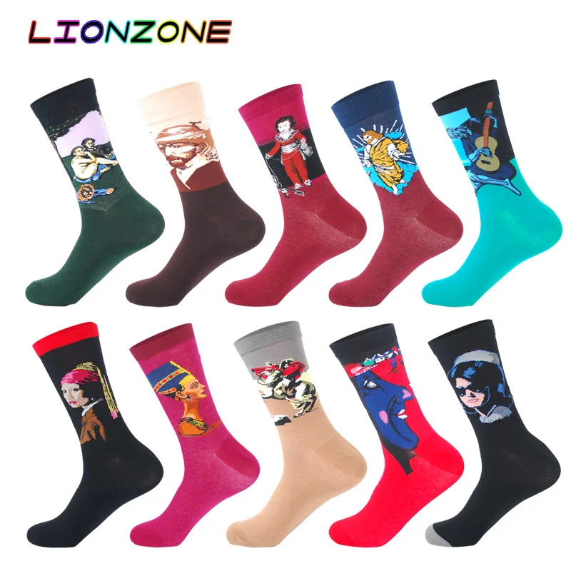 10 Pairs Lot Pack Men Socks Funny Combed Cotton Character Oil Painting Wedding Gift Designer Dress Male Happy Socks + Free Gift
10 Pairs Lot Pack Men Socks Funny Combed Cotton Character Oil Painting Wedding Gift Designer Dress Male Happy Socks + Free Gift