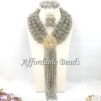 Gray African Bridal Jewelry Set Best Nigerian Beads Wholesale Handmade Item Free Shipping BN172
Gray African Bridal Jewelry Set Best Nigerian Beads Wholesale Handmade Item Free Shipping BN172
