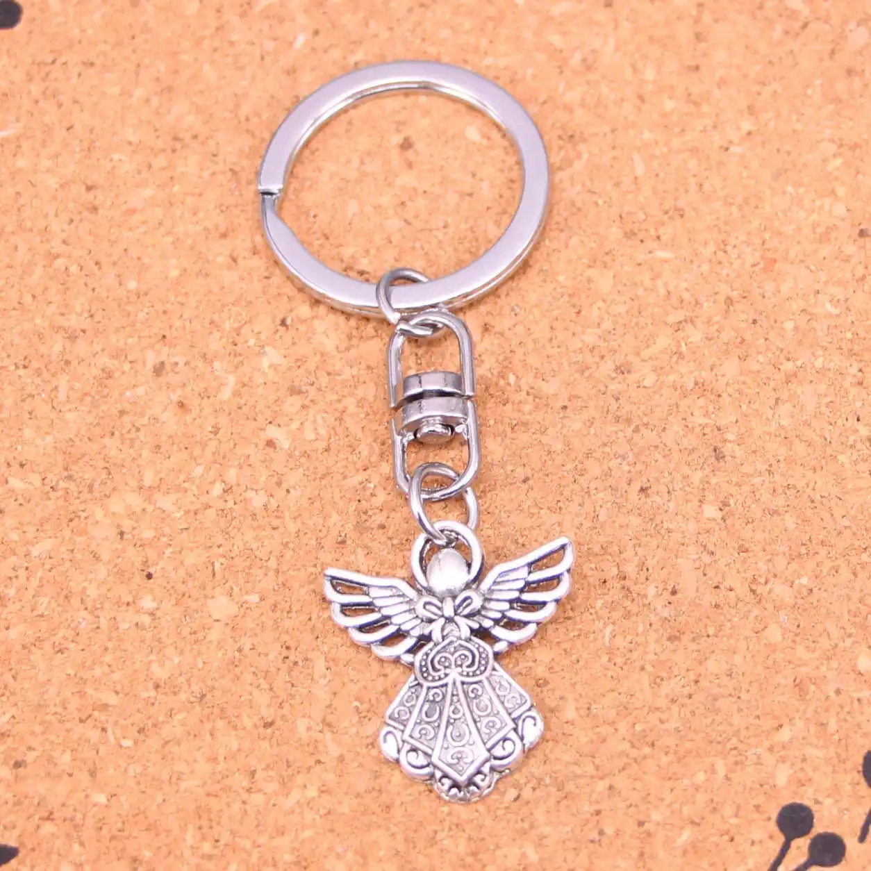 gold angel wings keyring white crystal keychain jewelry gift for