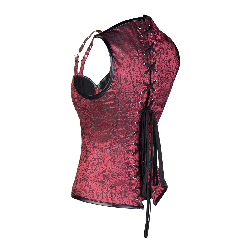 Women's Steampunk Gothic Fashion Faux Leather Buckle Shoulder Straps Tank Overbust Vest Corset Black Plus Size Women's Steampunk Gothic Fashion Faux Leather Buckle Shoulder Straps Tank Overbust Vest Corset Black Plus Size
