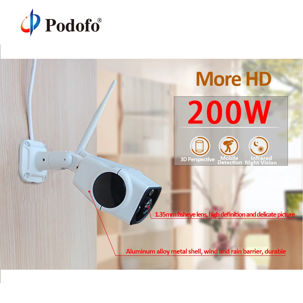 Podofo 2M Metal Bullet IP Camera Wifi 1080P 960P Wireless Wired Waterproof P2P CCTV Surveillance Outdoor Camera Night Vision
Podofo 2M Metal Bullet IP Camera Wifi 1080P 960P Wireless Wired Waterproof P2P CCTV Surveillance Outdoor Camera Night Vision