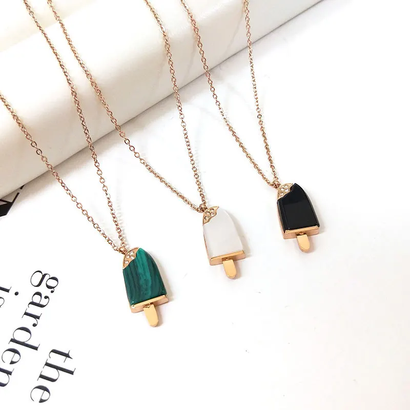 2019 New Fashion Rose Gold Titanium Steel Ice Cream Pendant Necklace Women 3 colors Malachite White mother of Pearl Necklaces
2019 New Fashion Rose Gold Titanium Steel Ice Cream Pendant Necklace Women 3 colors Malachite White mother of Pearl Necklaces