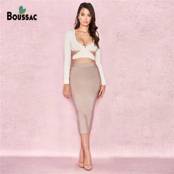 BOUSSAC Women Sexy Bandage Dress Suit White Long Sleeve Short Basic T-Shirt and Skirt Women Summer Suits Two Piece Set
BOUSSAC Women Sexy Bandage Dress Suit White Long Sleeve Short Basic T-Shirt and Skirt Women Summer Suits Two Piece Set