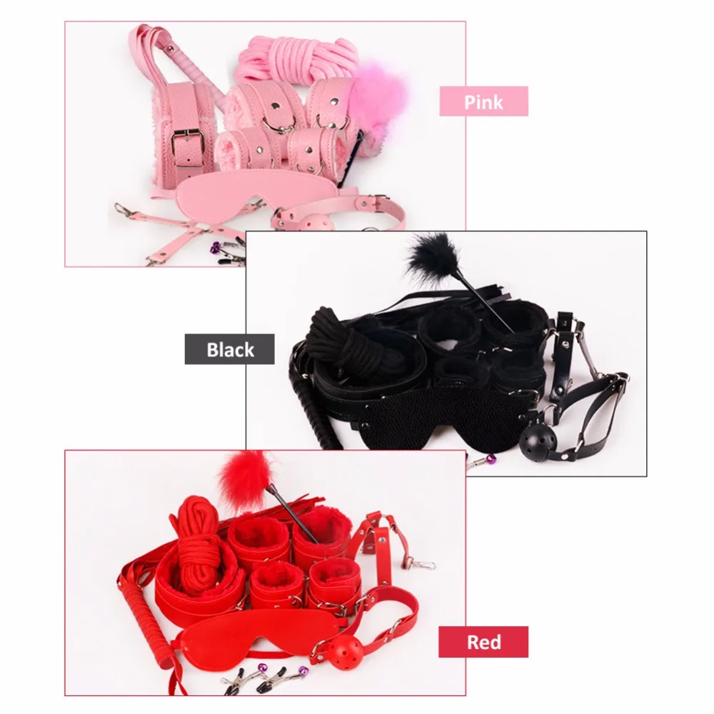 10 Pcs/set PU Leather BDSM Sex Bondage Set