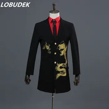 Male formal suit jacket dress costumes black long wedding groom coat fashion embroidery slim blazer outerwear singer prom show
Male formal suit jacket dress costumes black long wedding groom coat fashion embroidery slim blazer outerwear singer prom show