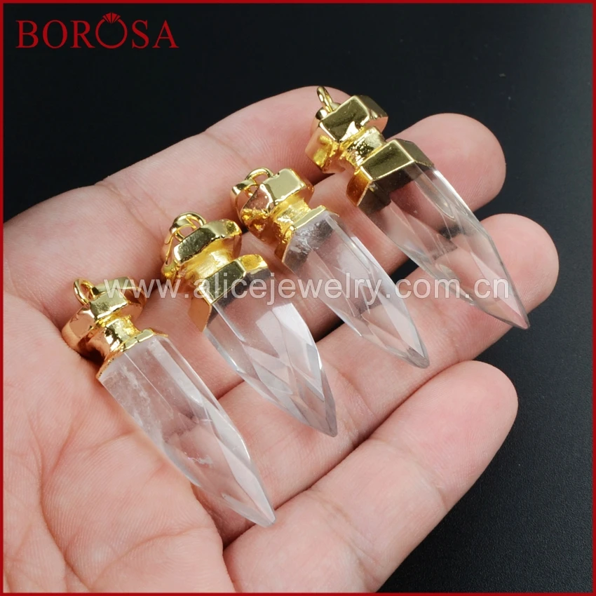 BOROSA Druzy Gold Color Natural White Quartz Faceted Point Pendant Bead for Necklace Making Women Men Jewelry WX015
BOROSA Druzy Gold Color Natural White Quartz Faceted Point Pendant Bead for Necklace Making Women Men Jewelry WX015