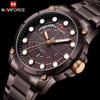 NAVIFORCE Watch Men Luxury Top Brand Stainless Steel Men's Wrist Watches Sport Watches for Man Quartz Wrist Watch Men Waterproof
NAVIFORCE Watch Men Luxury Top Brand Stainless Steel Men's Wrist Watches Sport Watches for Man Quartz Wrist Watch Men Waterproof