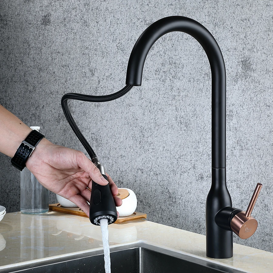 Kitchen Faucets black rose gold Pull Out Kitchen Tap Single Hole Handle faucet 360 degree rotating shower head Water Mixer tap
Kitchen Faucets black rose gold Pull Out Kitchen Tap Single Hole Handle faucet 360 degree rotating shower head Water Mixer tap