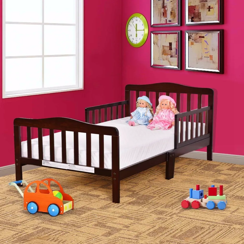 Toddler Wood Bed with Safety Rails in Two Colors 1 BB4596BNA