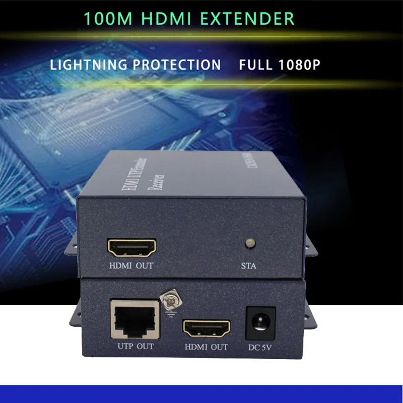 1080P 100m HDMI Extender HDMI Repeater Over Cat6 Cat7 Ethernet Cables RJ45 Transmitter TX/RX HDMI Extender Loop
1080P 100m HDMI Extender HDMI Repeater Over Cat6 Cat7 Ethernet Cables RJ45 Transmitter TX/RX HDMI Extender Loop