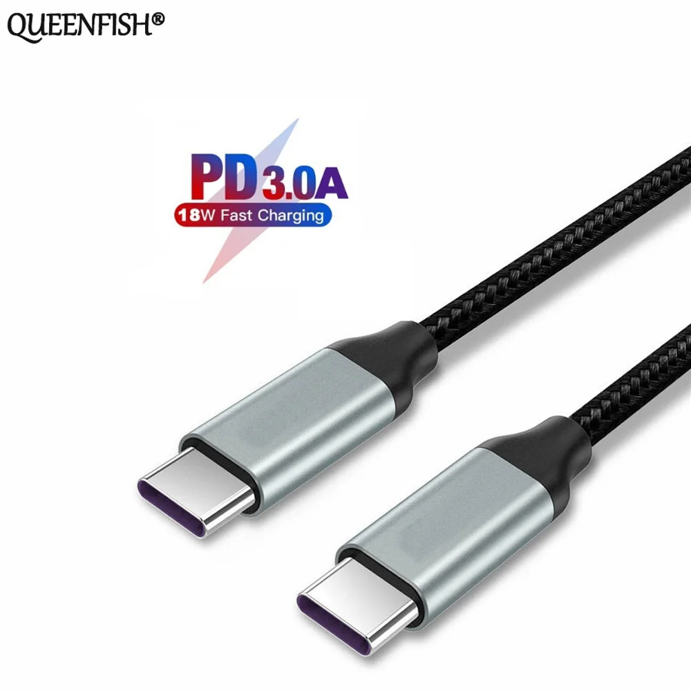 QUEENFISH USB Type C Cable To USB C Cable For Samsung S10 S9 Xiaomi mi 9 8 Quick Charge 5V/3A USBC PD Fast Charger Type-C Cable
QUEENFISH USB Type C Cable To USB C Cable For Samsung S10 S9 Xiaomi mi 9 8 Quick Charge 5V/3A USBC PD Fast Charger Type-C Cable
