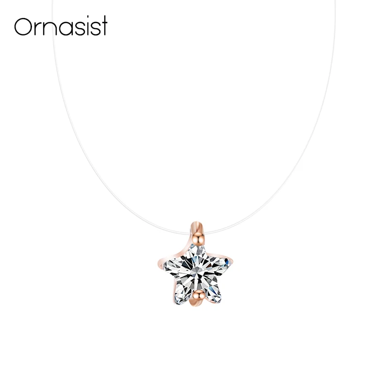 New AAA Zircon Star Pendant Necklace Women Gold Silver Color Invisible Transparent Fishing line Choker Necklaces Collier Femme
New AAA Zircon Star Pendant Necklace Women Gold Silver Color Invisible Transparent Fishing line Choker Necklaces Collier Femme