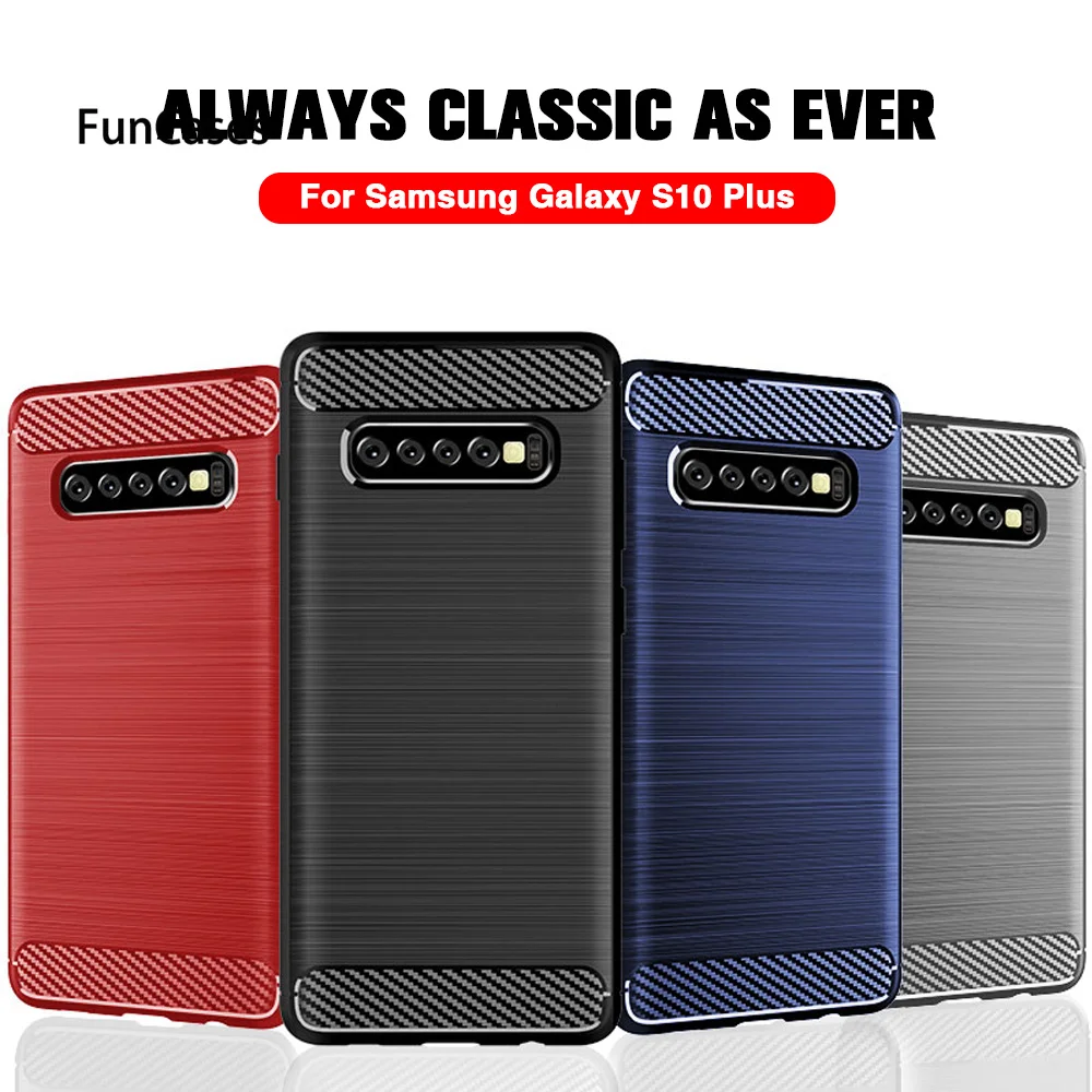Фото Чехол для samsung Galaxy S10 Plus роскошный углеродный волокна крышка S10E E - купить