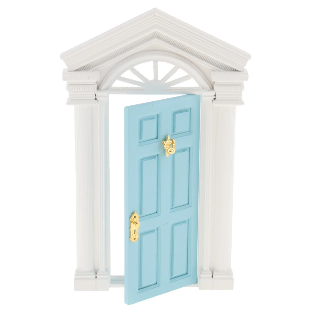 DIY 1:12 Dollhouse Miniature Wooden European-style Villa Gate Door 1/12 Doll House Decor Furniture Toys for Children Kids Gift