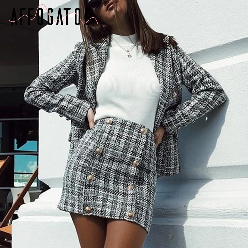 Affogatoo Elegant office ladies Two-piece plaid tweed women blazer suit Casual suits female blazer sets Chic blazer skirt suits
Affogatoo Elegant office ladies Two-piece plaid tweed women blazer suit Casual suits female blazer sets Chic blazer skirt suits