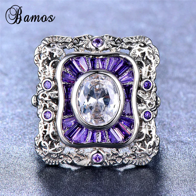 Bamos Purple&White Mix Zircon Ring Square Metal Ring For Women Men High Quality 925 Silver Filled Exquisite Jewelry Accessories
Bamos Purple&White Mix Zircon Ring Square Metal Ring For Women Men High Quality 925 Silver Filled Exquisite Jewelry Accessories