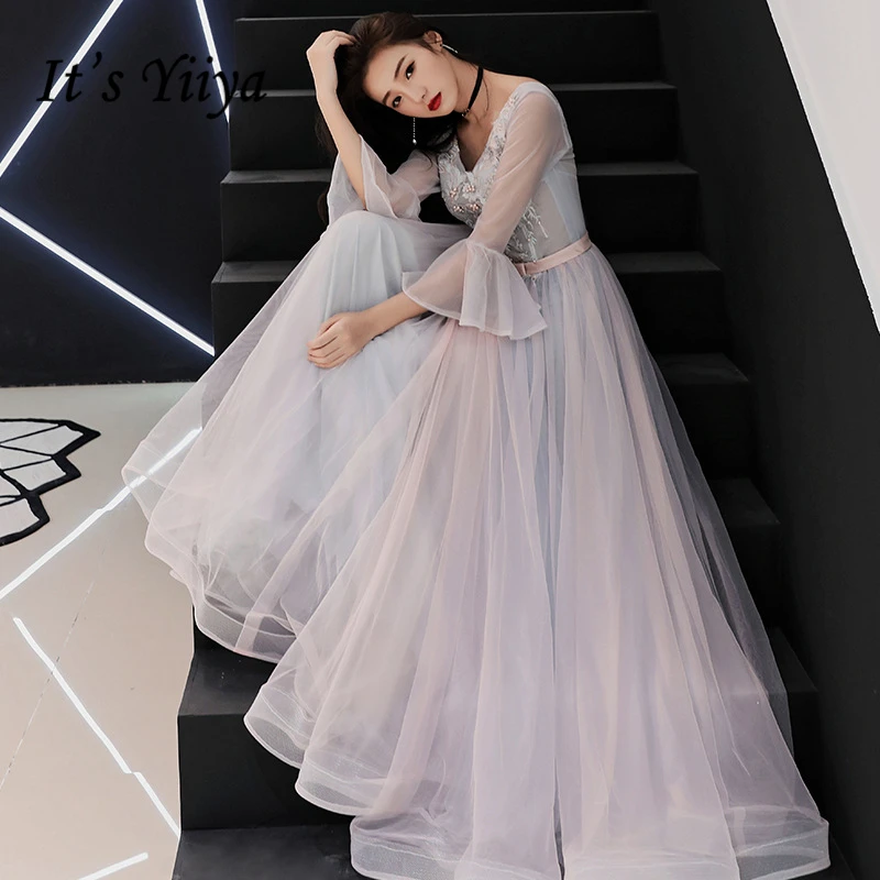 It's YiiYa Evening Dress Embroidery Flowers Beading Wedding Formal Dresses Flare Sleeve Crystal Lace up V-neck Party Gown E352
It's YiiYa Evening Dress Embroidery Flowers Beading Wedding Formal Dresses Flare Sleeve Crystal Lace up V-neck Party Gown E352