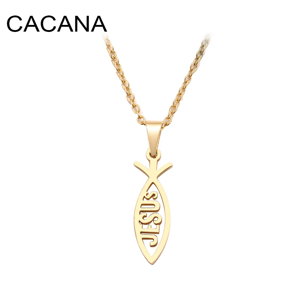 CACANA Stainless Steel Necklace For Women Man Lover's Sharp Jesus Fish Shape Color Pendant Necklace Engagement Jewelry
CACANA Stainless Steel Necklace For Women Man Lover's Sharp Jesus Fish Shape Color Pendant Necklace Engagement Jewelry