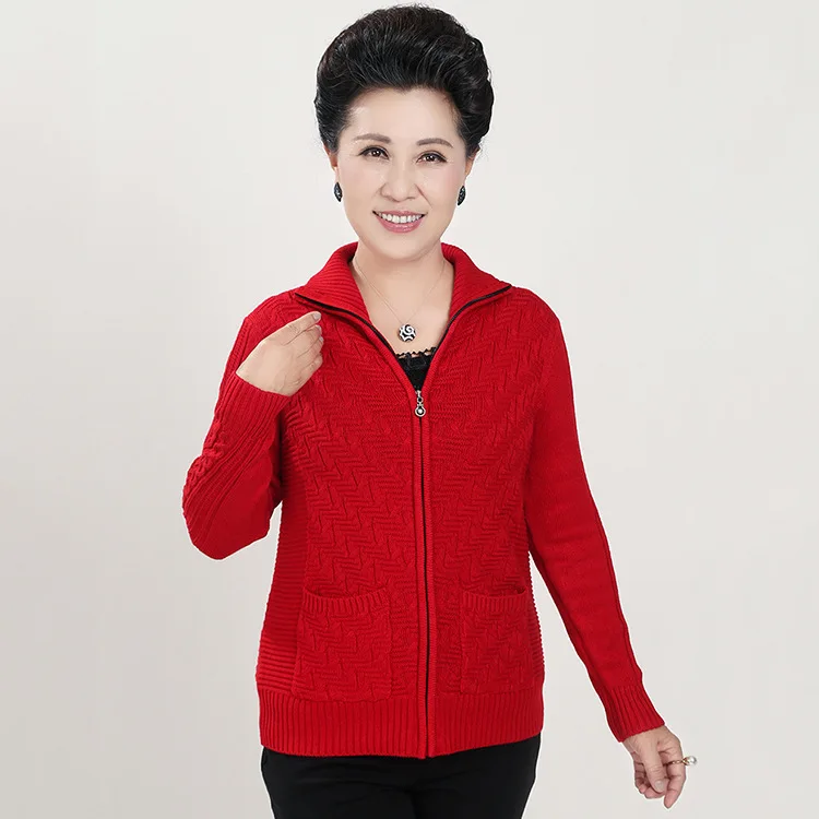 Women Autumn Cardigan Sweater 50-60 Years Old Mother Knitting Sweater Coat Zip Turndown Collar Pocket Casual Sweater Women R841
Women Autumn Cardigan Sweater 50-60 Years Old Mother Knitting Sweater Coat Zip Turndown Collar Pocket Casual Sweater Women R841