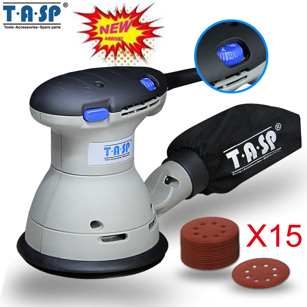 TASP 350W Variable Speed Random Orbit Sander Rotary Sander Sanding Machine + 1 Dust Bag and 15 Sandpapers -MRS350Q
TASP 350W Variable Speed Random Orbit Sander Rotary Sander Sanding Machine + 1 Dust Bag and 15 Sandpapers -MRS350Q