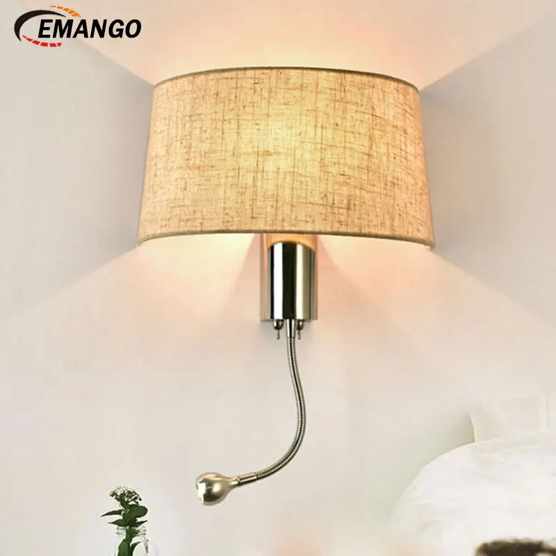Фото Led ткань современная настенная лампа прикроватная тумбочка для спальни