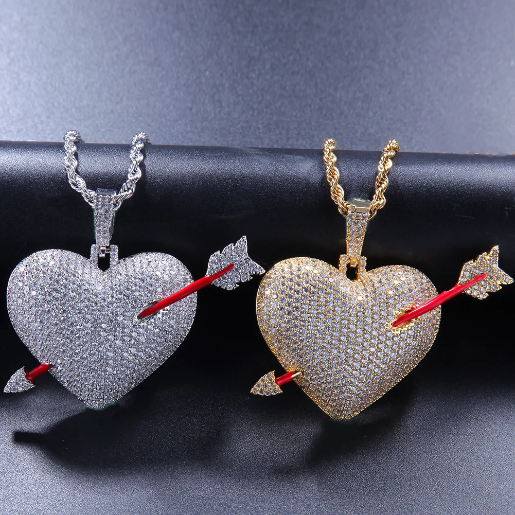 Silver Gold Heart Arrow Zircon Pendant Fall in Love at First Sight Long TWist Chain Hip Hop Necklace Man Women Fashion Jewlry
Silver Gold Heart Arrow Zircon Pendant Fall in Love at First Sight Long TWist Chain Hip Hop Necklace Man Women Fashion Jewlry