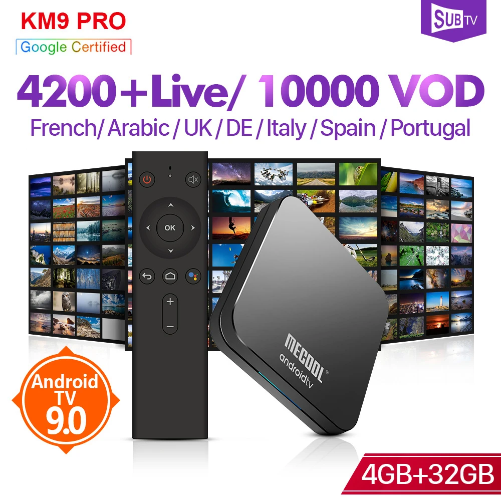 IPTV France Arabic Italy SUBTV IPTV Code KM9 Pro Android 9.0 TV Box With BT4.0 2.4G/5G WiFi French IPTV UK Spain Portugal IP TV
IPTV France Arabic Italy SUBTV IPTV Code KM9 Pro Android 9.0 TV Box With BT4.0 2.4G/5G WiFi French IPTV UK Spain Portugal IP TV