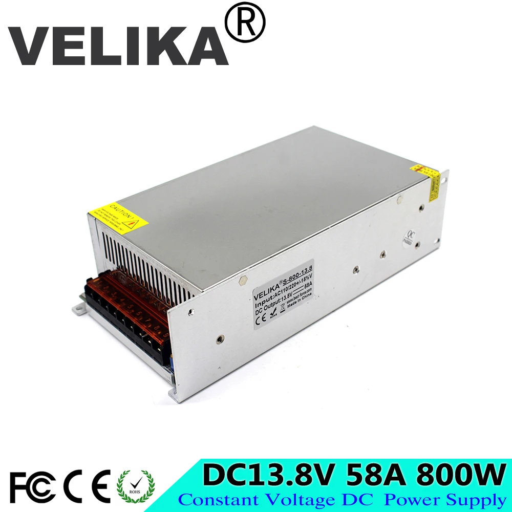 DC Power Supply 13.8V Voltage Transformer 58A 800W Switching Switch Power Adapter Driver For Led Strip Lamp Lighting CNC CCTV
DC Power Supply 13.8V Voltage Transformer 58A 800W Switching Switch Power Adapter Driver For Led Strip Lamp Lighting CNC CCTV