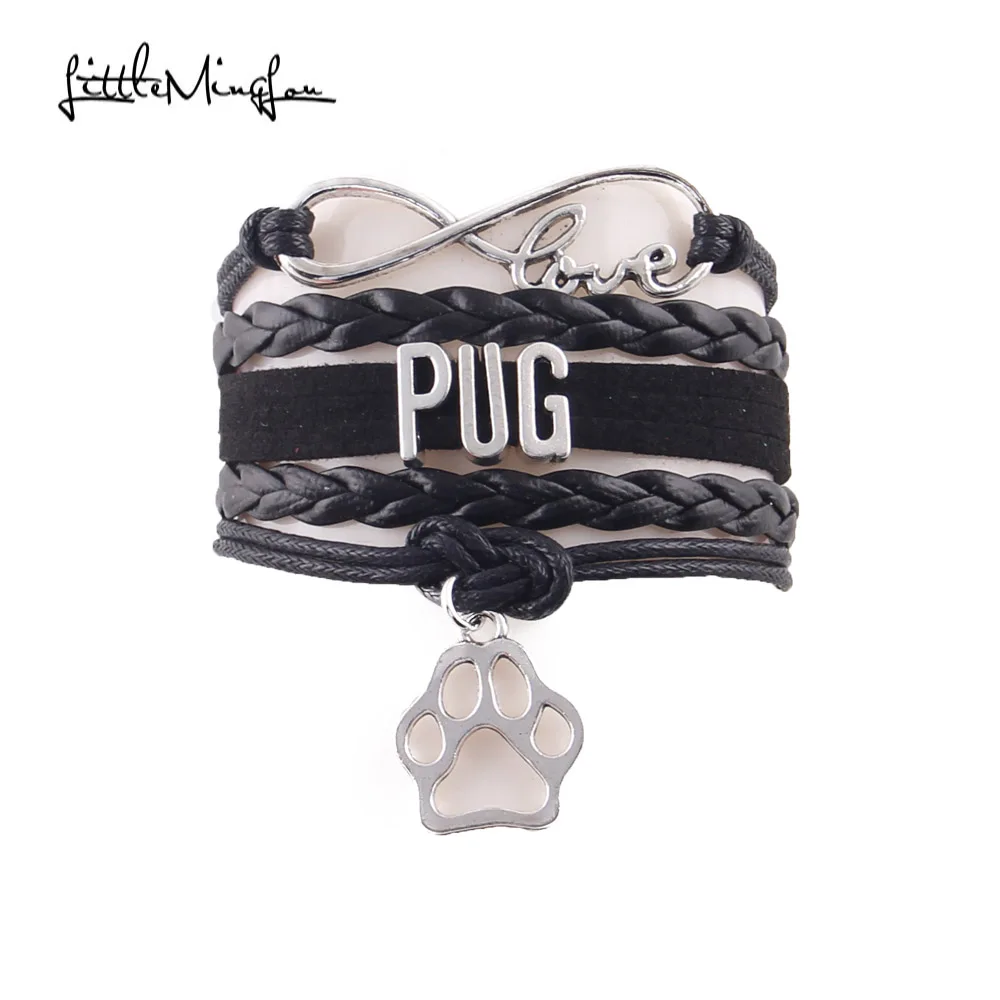 Little Minglou infinity love PUG bracelet pet dog paw charm leather wrap men bracelets & bangles for women jewelry drop shipping
Little Minglou infinity love PUG bracelet pet dog paw charm leather wrap men bracelets & bangles for women jewelry drop shipping