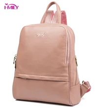 HMILY Mochila De Cuero genuino para niñas bolso de escuela de ocio para señoras Real piel de vaca mochila diaria para mujeres estilo Preppy bolsa de viaje para mujeres(China)