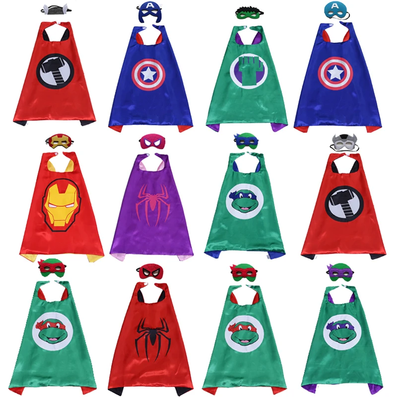 1set Super Hero Mask Cape Marvel Captain America Iron Man Cloak Kids Birthday Gift Toy Cosplay Party Game Toy Cartoon hats
1set Super Hero Mask Cape Marvel Captain America Iron Man Cloak Kids Birthday Gift Toy Cosplay Party Game Toy Cartoon hats