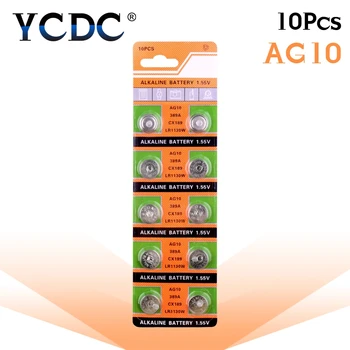 

YCDC 10 Pcs 1.55V AG10 L1131 389 189 LR54 LR1130 Alkaline Batteries Button Cell Coin For Clocks Watches Calculators Computers