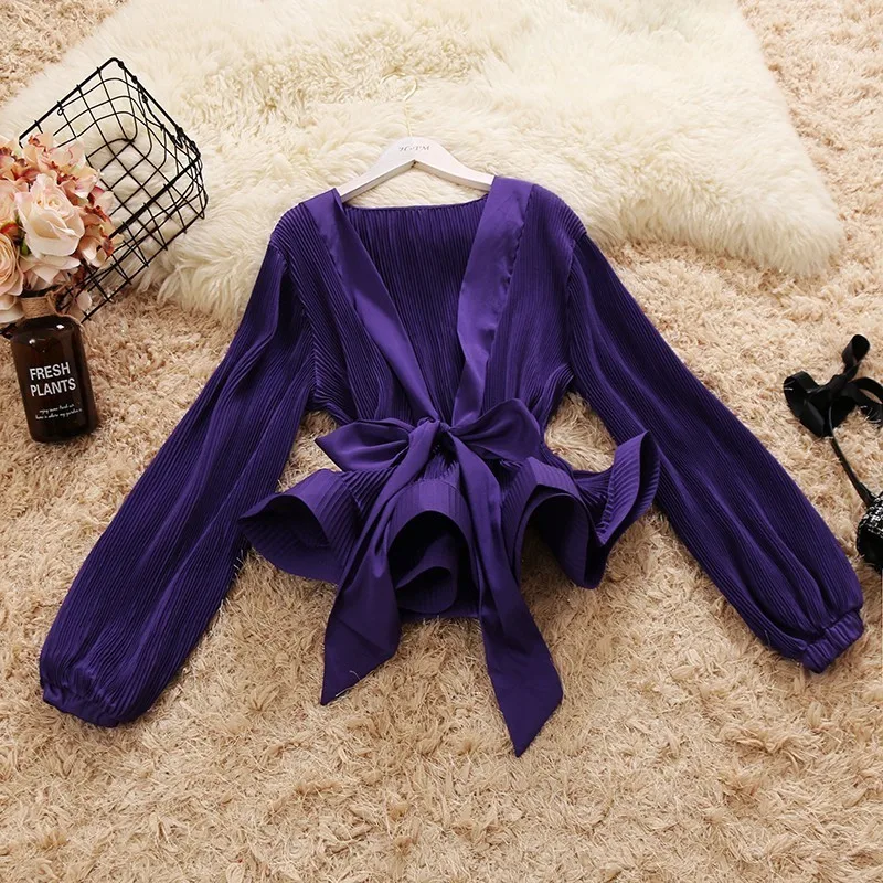 2019 New Women's Blouse Shirts Long Sleeve Fashion Tops Female High Quality Ruffles Black White Pink Purple Tops Lady
2019 New Women's Blouse Shirts Long Sleeve Fashion Tops Female High Quality Ruffles Black White Pink Purple Tops Lady