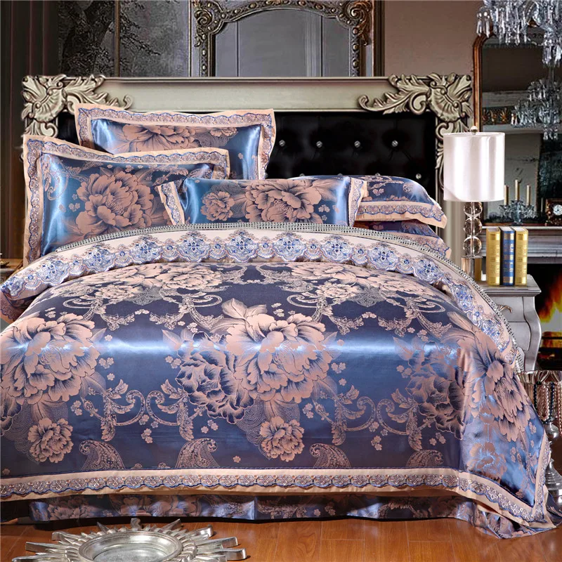 4/6pcs Luxury Silk cotton Bedding Set Embroidery Bed Linens Satin Bed Sheet Set Jacquard Bedclothes Queen/King Size Bed cover
4/6pcs Luxury Silk cotton Bedding Set Embroidery Bed Linens Satin Bed Sheet Set Jacquard Bedclothes Queen/King Size Bed cover